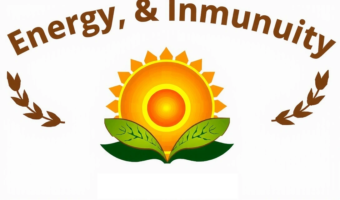 Un simbol stilizat al energiei și imunității, cu elemente naturale.